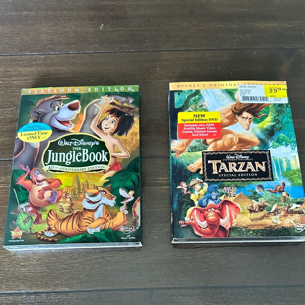 Disney - NWT Set of 2 DVDs: The Jungle Book (1967) & Tarzan (1999)